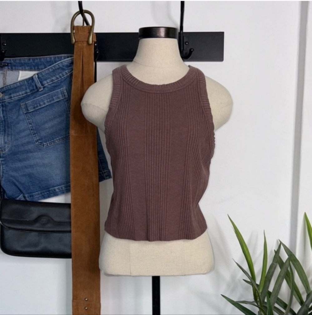 Aerie Brown Ribbed Tank Top Size Medium